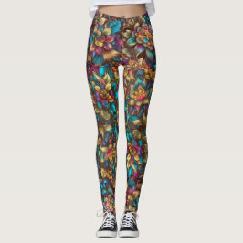 Leggings de Jardim Floral Metálico Vibrantes - Bon