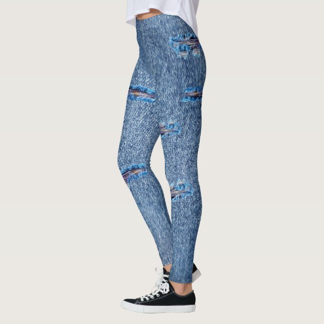 Leggings de Jeans de aparência desfocada de tendên (Esquerda)