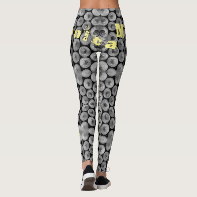 Leggings de lápis preto e branco de nome personali (Verso)