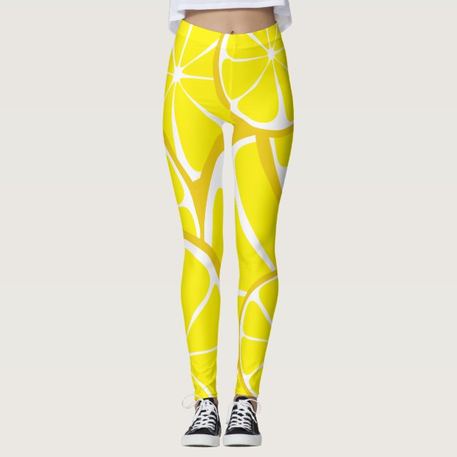 Leggings de limões de citrinos de Verão - Impressã (Frente)