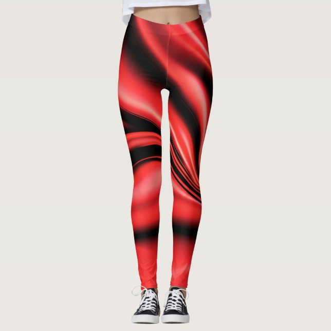 Leggings de Luxo em Seda Vermelha Satinada (Frente)