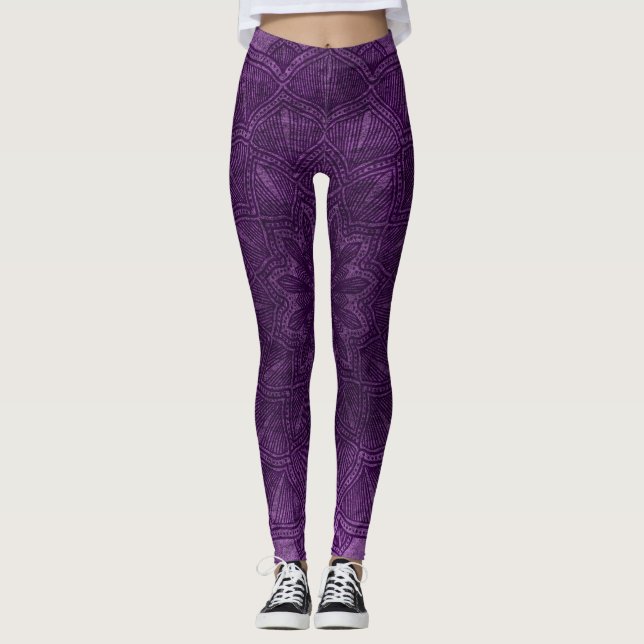 Leggings de Mandala Roxo Escuro (Frente)