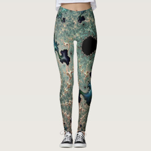 Leggings de Mandelbrot, Esmeralda e Dourada