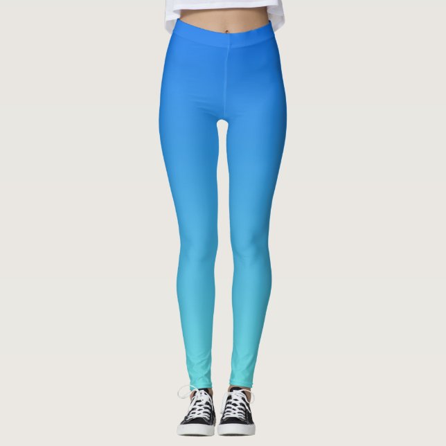 Leggings de Mão-de-Obra com Gradiente Azul Aqua (Frente)