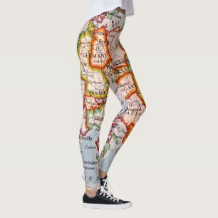 Leggings de mapas geográficos coloridas