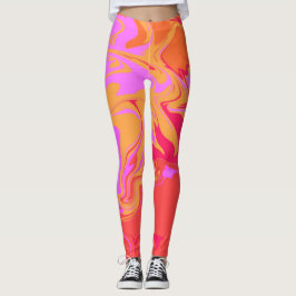 Leggings de mármore rosa e laranja