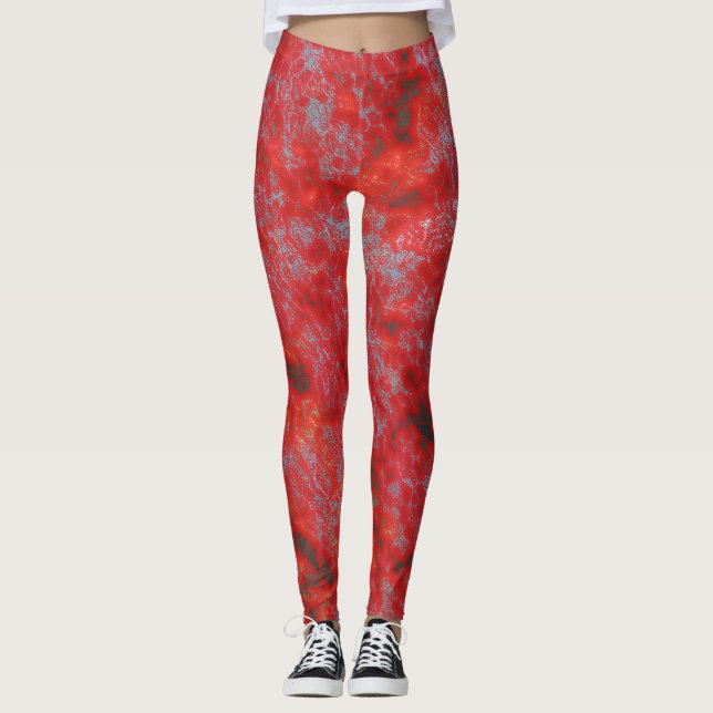 Leggings de mármore vermelho (Frente)
