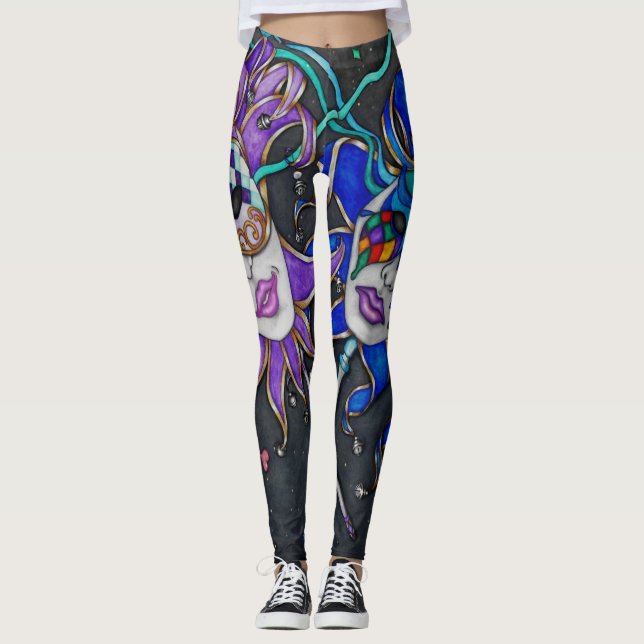 Leggings de máscara de filhote de comédia/trapacei (Frente)