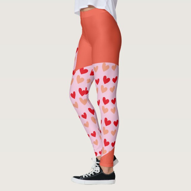 leggings de mini corações cor-de-rosa-vermelha (Esquerda)
