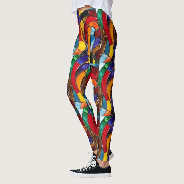 Leggings de Moda com Mosaico de Vidro Colorido (Esquerda)