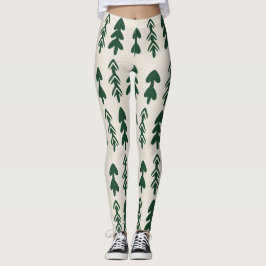 Leggings de Moda com Padrão de Árvores de Pinheiro