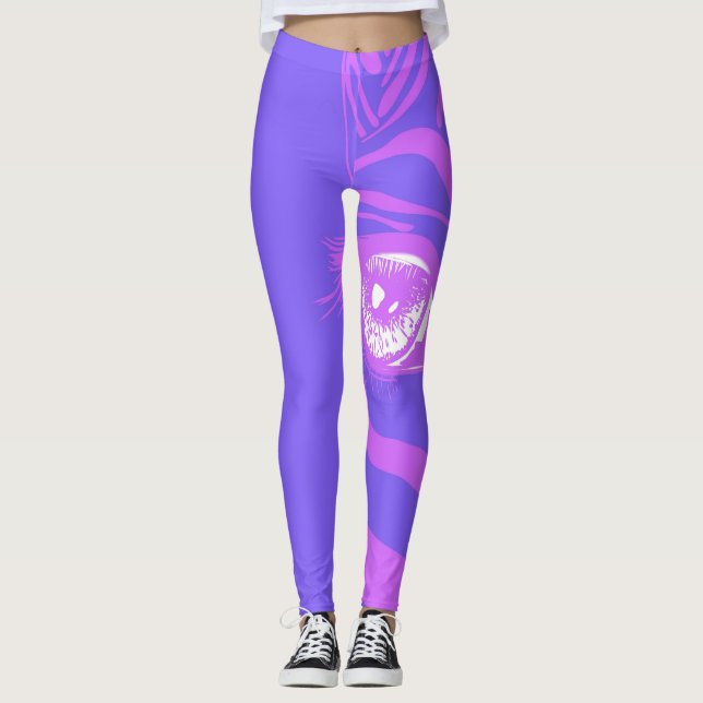 Leggings de Moda com Padrão de Zebra Neon (Frente)