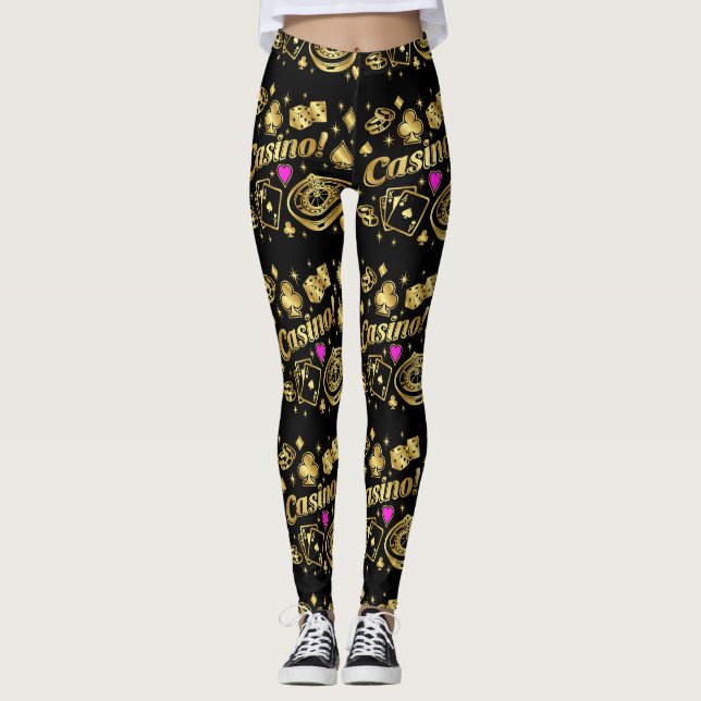 Leggings de Moda de Pop do Casino Gambling (Frente)
