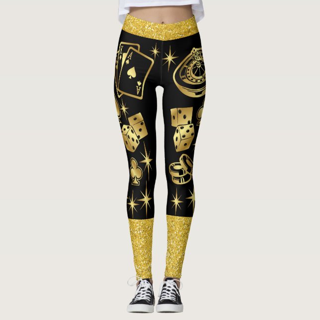 Leggings de Moda de Pop do Casino Gambling (Frente)