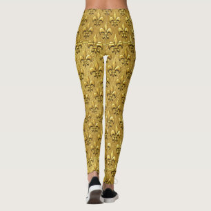 Leggings de Moda Dourada Fleur de Lis Pop