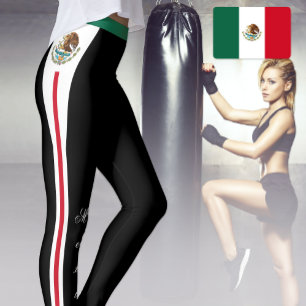 Leggings de moda no México Negro, Bandeira Mexican