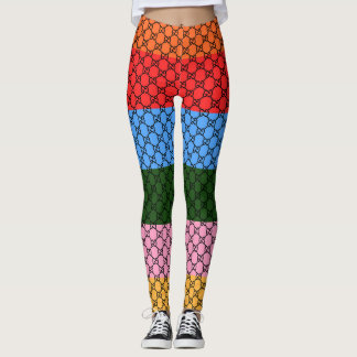 Leggings de Monograma com Bloco de Cores Retrô