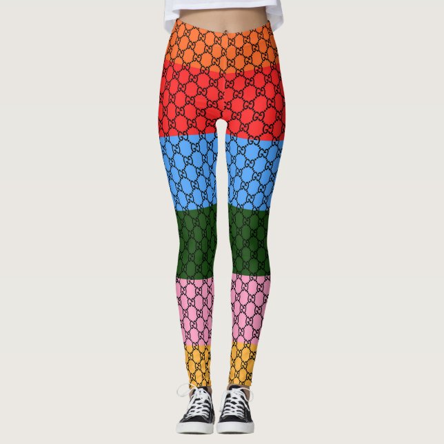 Leggings de Monograma com Bloco de Cores Retrô (Frente)
