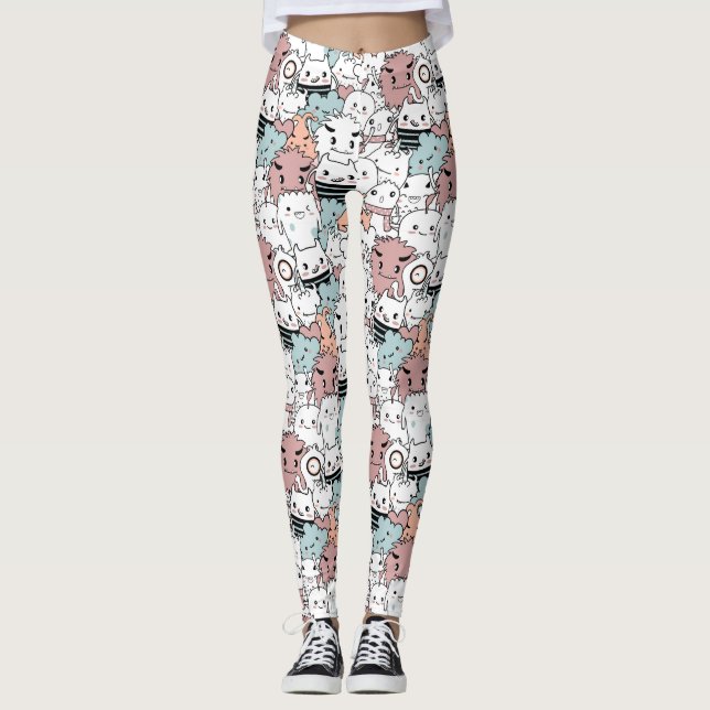 Leggings de monstros adoráveis (Frente)