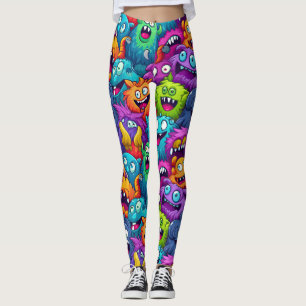 Leggings de Monstros de Cartoon