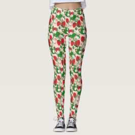 Leggings de morango e vinha floral