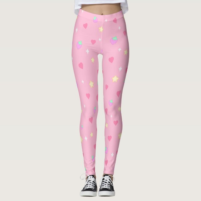 Leggings de morango rosa-claro (Frente)