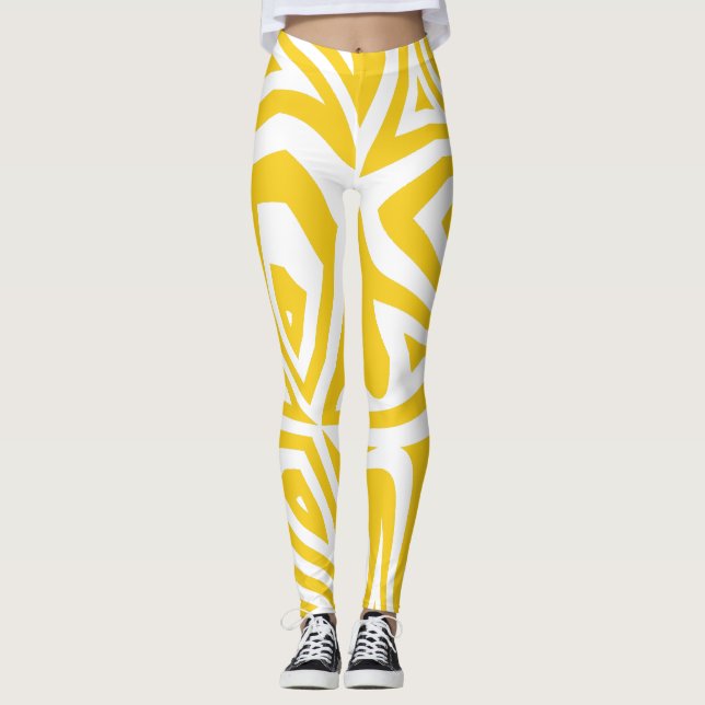 Leggings de mulheres com Abstrato zebra amarela (Frente)
