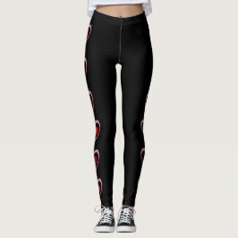 Leggings de Namorados, cor-de-rosa e corações verm