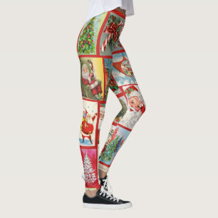 Leggings de Natal Cartões de Vintage Calças de mul