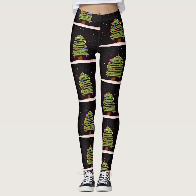 Leggings de Natal com Árvores de Natal (Frente)