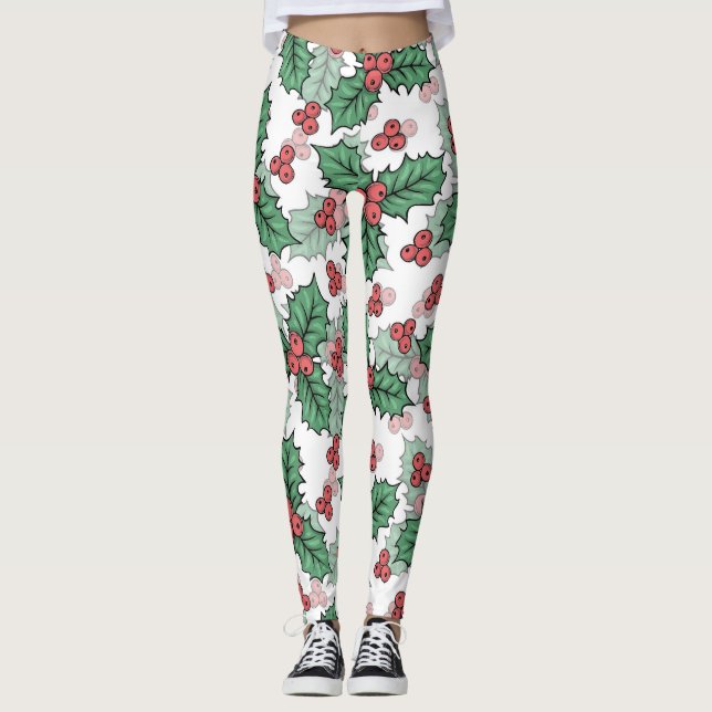 Leggings de Natal com Azevinho (Frente)