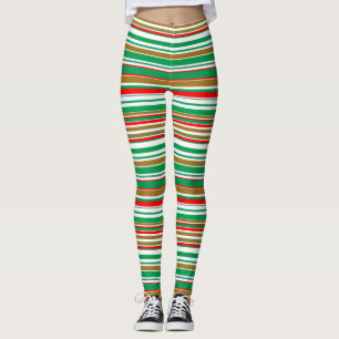 Leggings de Natal com listras e estampa total