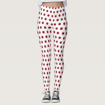 Leggings de Natal com Pontos Vermelhos Escuros