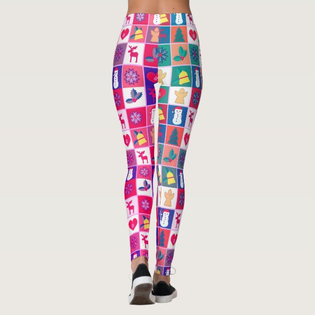 Leggings de Natal de Reindeer Holiday (Verso)