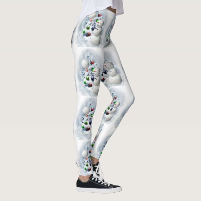 Leggings de Natal do Voleibol Snowman (Direita)