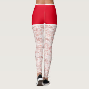 Leggings de Natal Faux Floral White Lace Fishnet