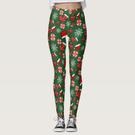 Leggings de Natal Feliz Vermelho