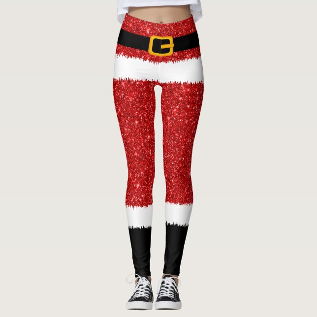 Leggings de Natal Glitter do Santa Claus (Frente)