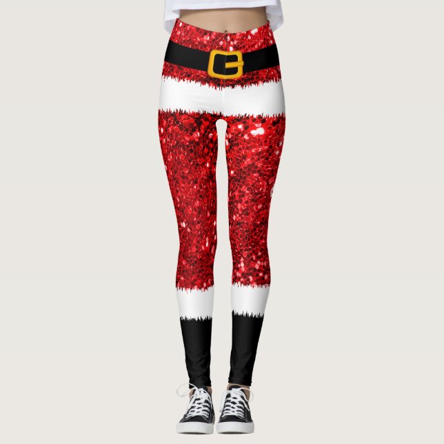 Leggings de Natal Glitter do Santa Claus (Frente)