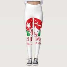 Leggings de Natal Red Top Quality para Presente.