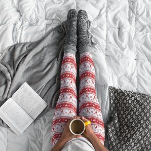 Leggings de Natal Vermelho e Branco