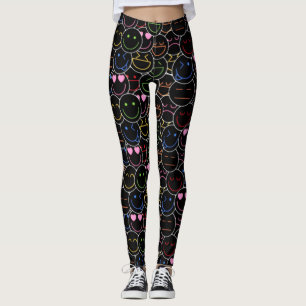 Leggings de neon Emoticons: Víblias retrô e modern