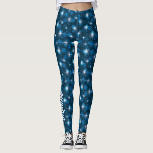Leggings de Neve Azul Brilhante com Monograma Pers