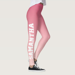 Leggings de nome personalizado de cor rosa-quente