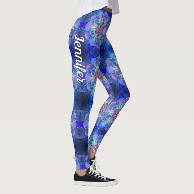 Leggings de nomes personalizados Black Blue Star (Direita)
