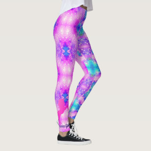 Leggings de nomes personalizados do Unicórn rosa