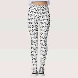 Leggings de notas de música preta