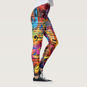 Leggings de notas musicais de grafite