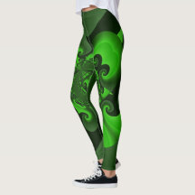 Leggings de Onda Espiral Verde Escuro e Lima