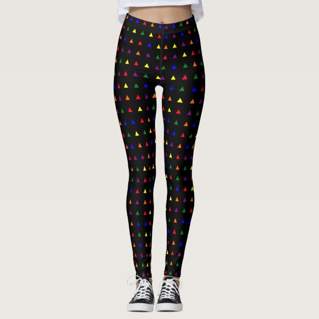 Leggings de Orgulho de Padrões Pequenos Triângulos (Frente)